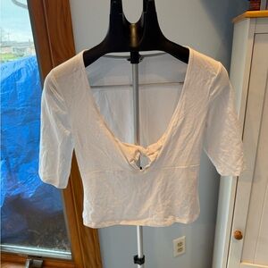Guess Ivory Knot Front Crop Top